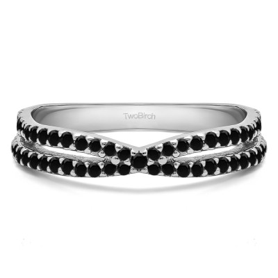 0.46 Carat Black Pave Cross Over Ring