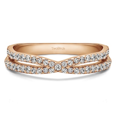 0.46 Carat Pave Cross Over Ring  in Rose Gold