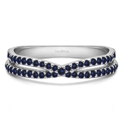 0.46 Carat Sapphire Pave Cross Over Ring