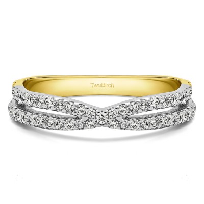 0.46 Carat Pave Cross Over Ring  in Two Tone Gold