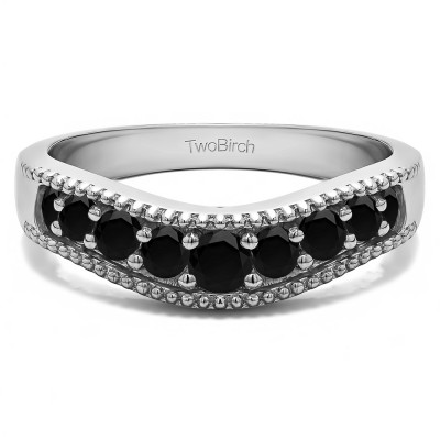 0.25 Ct. Black Wde Vintage Millgrained Contour Wedding Ring