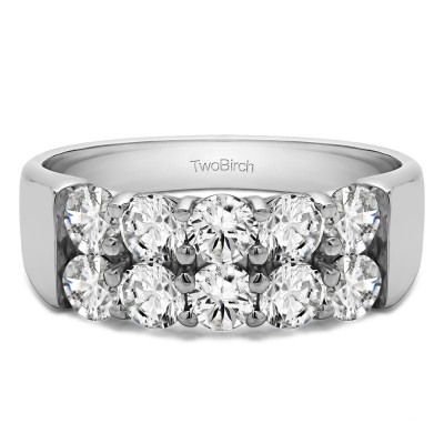 1 Carat Ten Stone Double Row Shared Prong Wedding Band