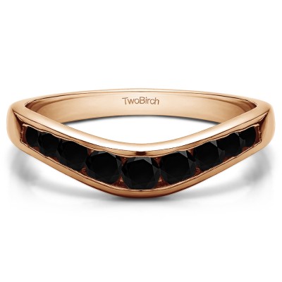 0.42 Ct. Black Graduated Round Channel Contour Band in Rose Gold