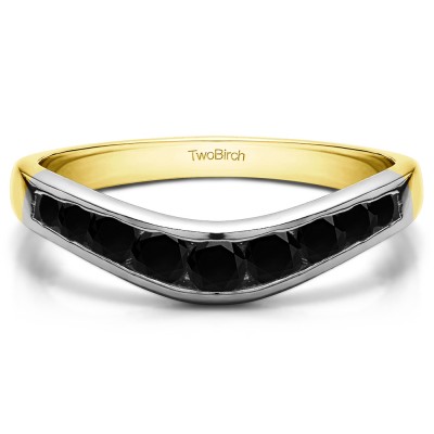 0.42 Ct. Black Graduated Round Channel Contour Band in Two Tone Gold
