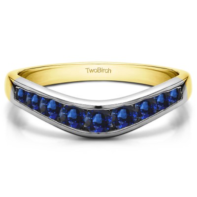 0.42 Ct. Sapphire Graduated Round Channel Contour Band in Two Tone Gold