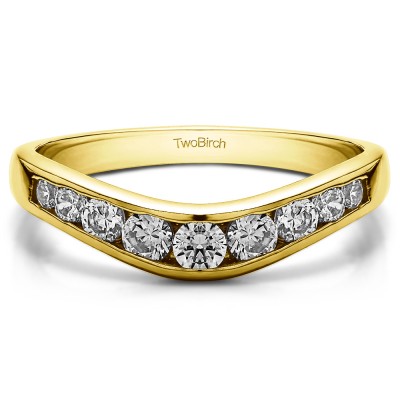 0.42 Ct. Graduated Round Channel Contour Band in Yellow Gold