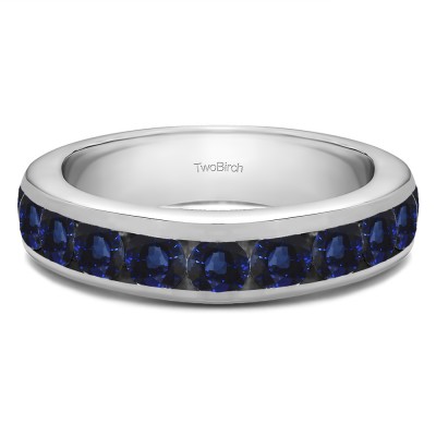 0.75 Carat Sapphire 10 Stone Channel Set Wedding Ring