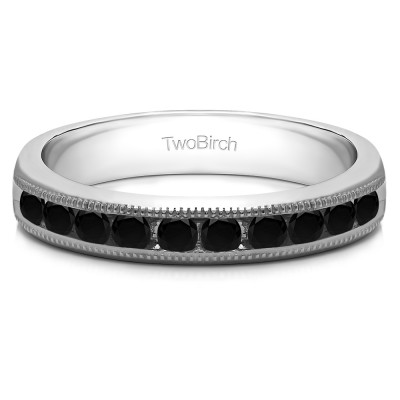 0.5 Carat Black 10 Stone Open Ended Channel Set Wedding Ring