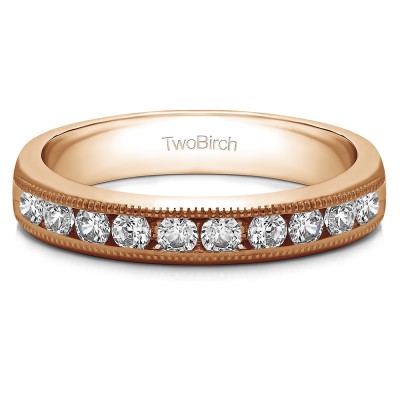0.5 Carat 10 Stone Open Ended Channel Set Wedding Ring  in Rose Gold