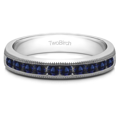 0.5 Carat Sapphire 10 Stone Open Ended Channel Set Wedding Ring