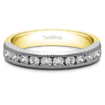0.5 Carat 10 Stone Open Ended Channel Set Wedding Ring  in Two Tone Gold