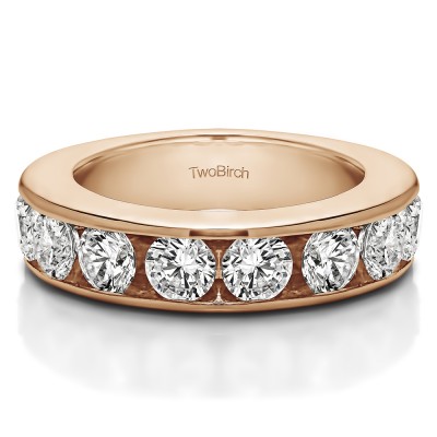 1 Carat 10 Stone Open Ended Channel Set Wedding Ring  in Rose Gold