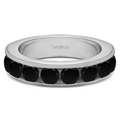 2 Carat Black Eight Stone Open Ended Channel Set Wedding Ring
