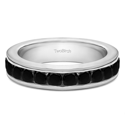 0.5 Carat Black Twelve Stone Channel Set Straight Wedding Ring