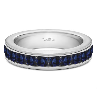 1 Carat Sapphire Twelve Stone Channel Set Straight Wedding Ring