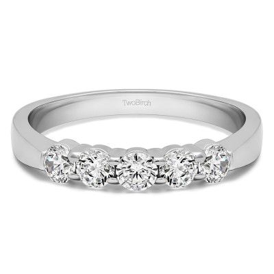 0.5 Carat Five Stone Shared Prong Pinched Shank Wedding Band