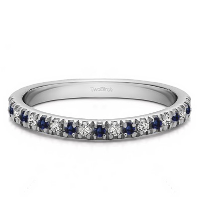 0.2 Carat Sapphire and Diamond Twenty Stone Domed French Cut Pave Set Wedding Ring
