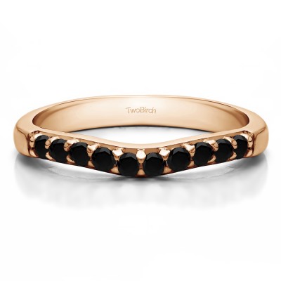 0.25 Ct. Black Ten Stone Curved Prong Set Wedding Ring in Rose Gold