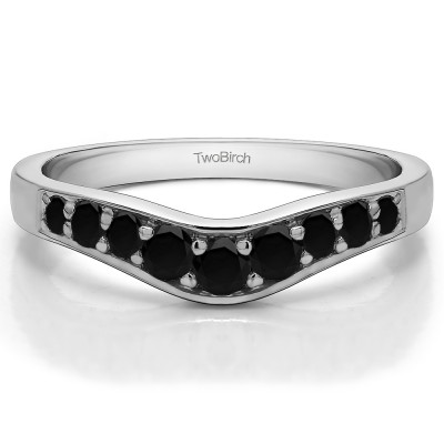 0.35 Ct. Black Nine Stone Graduated Prong in Channel Contour Wedding Ring