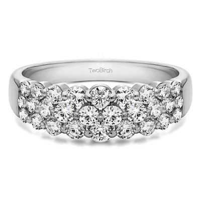 0.99 Carat Three Row Common Prong Wedding Ring