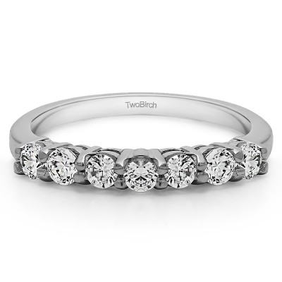 0.42 Carat 7 Stone Double Shared Prong Wedding Ring