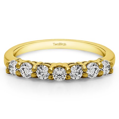 0.42 Carat 7 Stone Double Shared Prong Wedding Ring  in Yellow Gold
