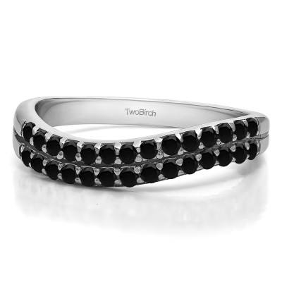 0.3 Carat Black Pave Set Double Row Wave Wedding Ring