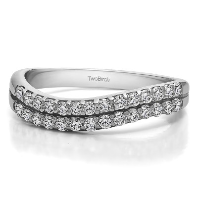0.3 Carat Pave Set Double Row Wave Wedding Ring