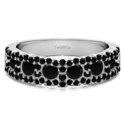 0.84 Carat Black Alternating Small and Large Round Wedding Ring