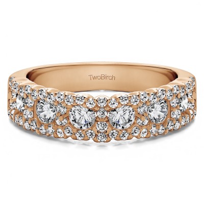 0.84 Carat Alternating Small and Large Round Wedding Ring    in Rose Gold