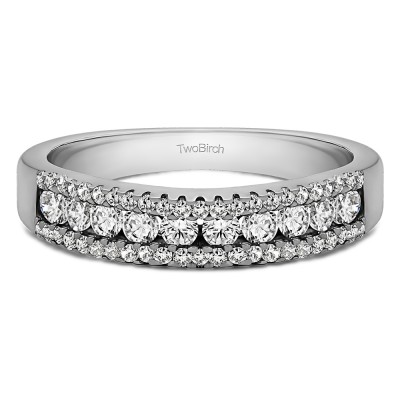 0.6 Carat Three Row Recessed Center Wedding Ring