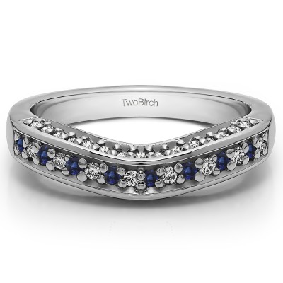 0.35 Ct. Sapphire and Diamond Three Sided Contour Band