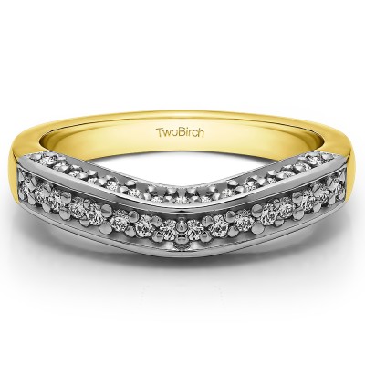 0.35 Ct. Three Sided Contour Band in Two Tone Gold