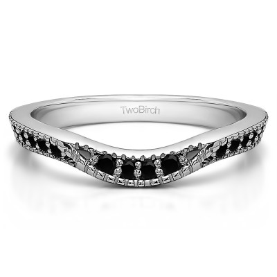 0.31 Ct. Black Knife Edge Vintage Curved Wedding Ring