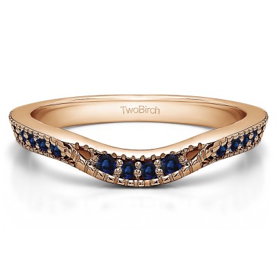 0.31 Ct. Sapphire Knife Edge Vintage Curved Wedding Ring in Rose Gold