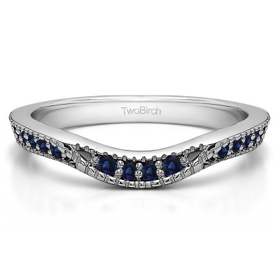 0.31 Ct. Sapphire Knife Edge Vintage Curved Wedding Ring