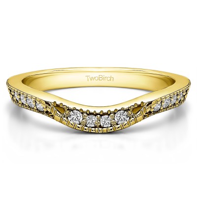 0.31 Ct. Knife Edge Vintage Curved Wedding Ring in Yellow Gold