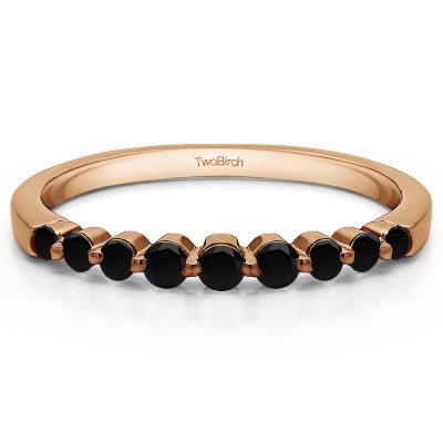 0.33 Carat Black Thin Shared Prong Wedding Band  in Rose Gold