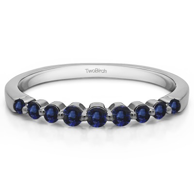 0.33 Carat Sapphire Thin Shared Prong Wedding Band