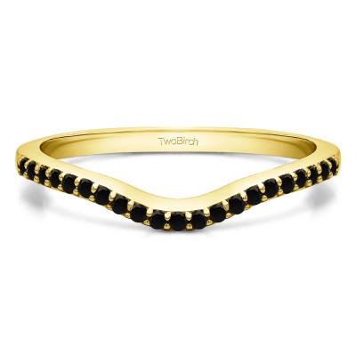 0.16 Ct. Black Twenty-One Stone Dainty Contour Wedding Band in Yellow Gold