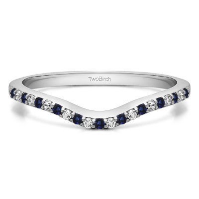 0.16 Ct. Sapphire and Diamond Twenty-One Stone Dainty Contour Wedding Band
