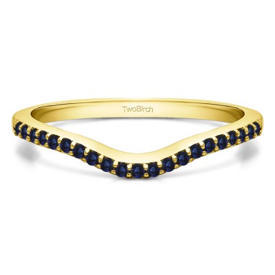 0.16 Ct. Sapphire Twenty-One Stone Dainty Contour Wedding Band in Yellow Gold