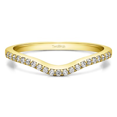 0.16 Ct. Twenty-One Stone Dainty Contour Wedding Band in Yellow Gold