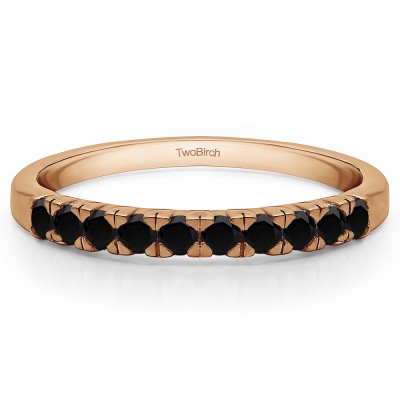 0.3 Carat Black Ten Stone French Cut Pave Set Wedding Ring   in Rose Gold