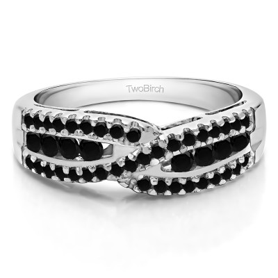 0.61 Carat Black Cross Over U Prong Set Wedding Ring