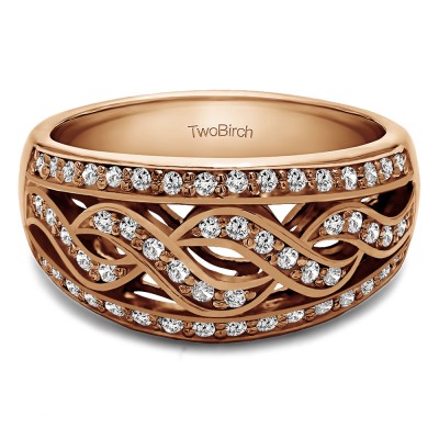 0.54 Carat Infinity Braid Pave Set Wedding Ring in Rose Gold