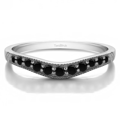 0.2 Ct. Black Millgrained Edge Shared Prong Shadow Band