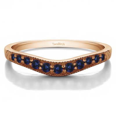 0.2 Ct. Sapphire Millgrained Edge Shared Prong Shadow Band in Rose Gold