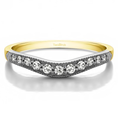 0.2 Ct. Millgrained Edge Shared Prong Shadow Band in Two Tone Gold