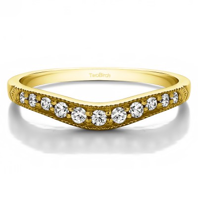 0.2 Ct. Millgrained Edge Shared Prong Shadow Band in Yellow Gold